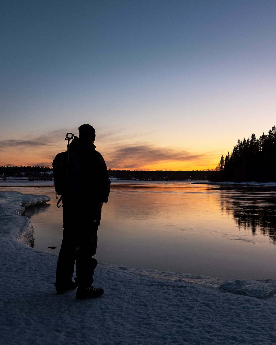 Solnedgång i Gäddvik en vårvinterdag i Luleå