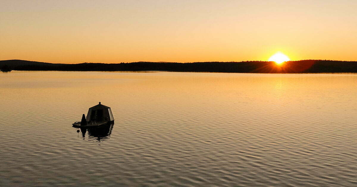 Midnattssol på Luleälven vid Jokkmokk
