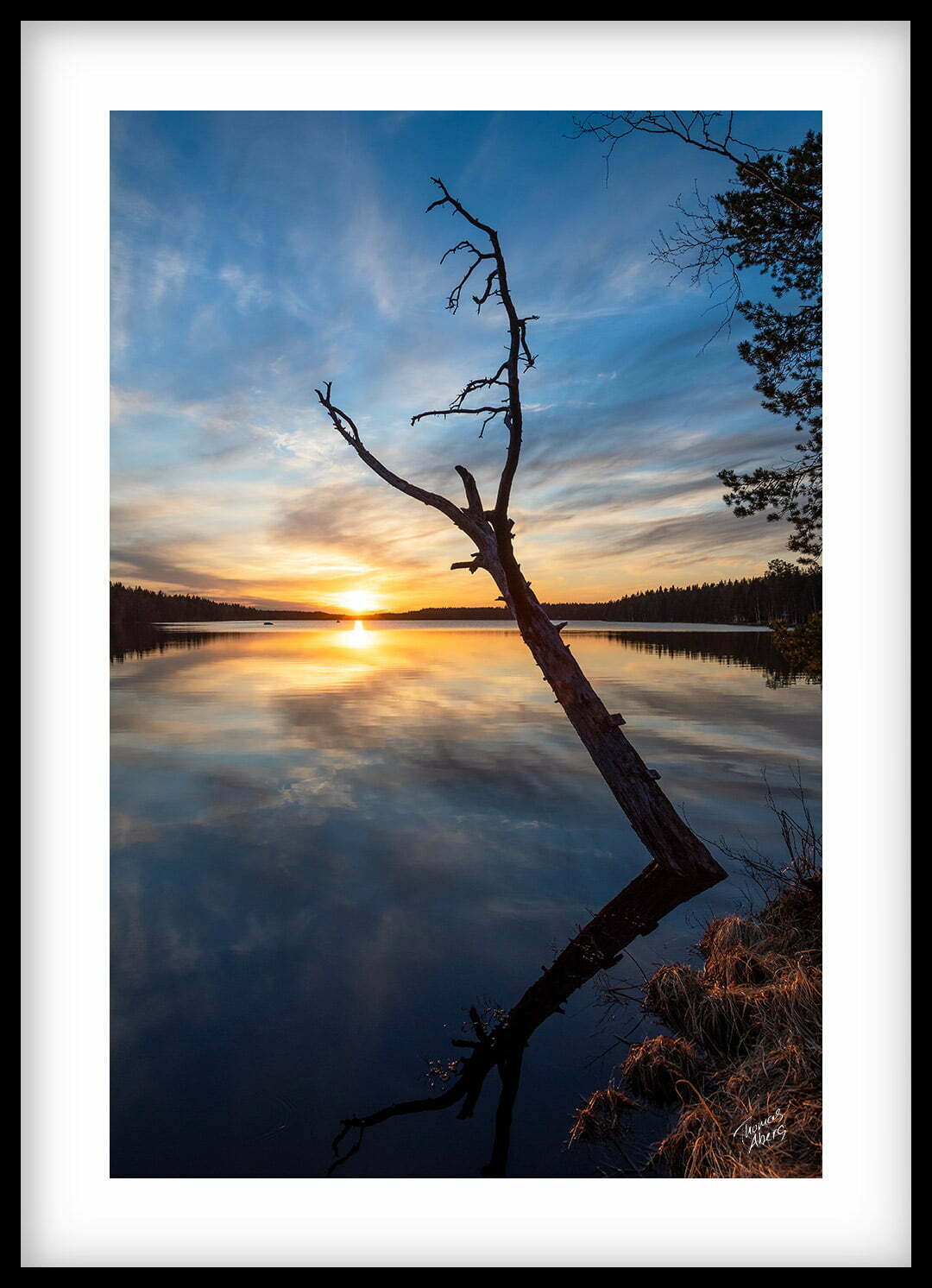 Tavla 00065 Solnedgång över Hertsöträsk