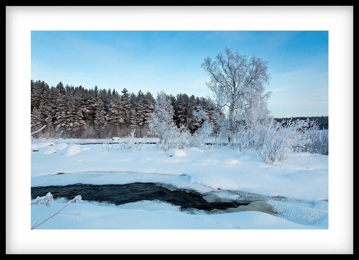 Tavla 00047 Prästholmen Råne älvdal på vinter