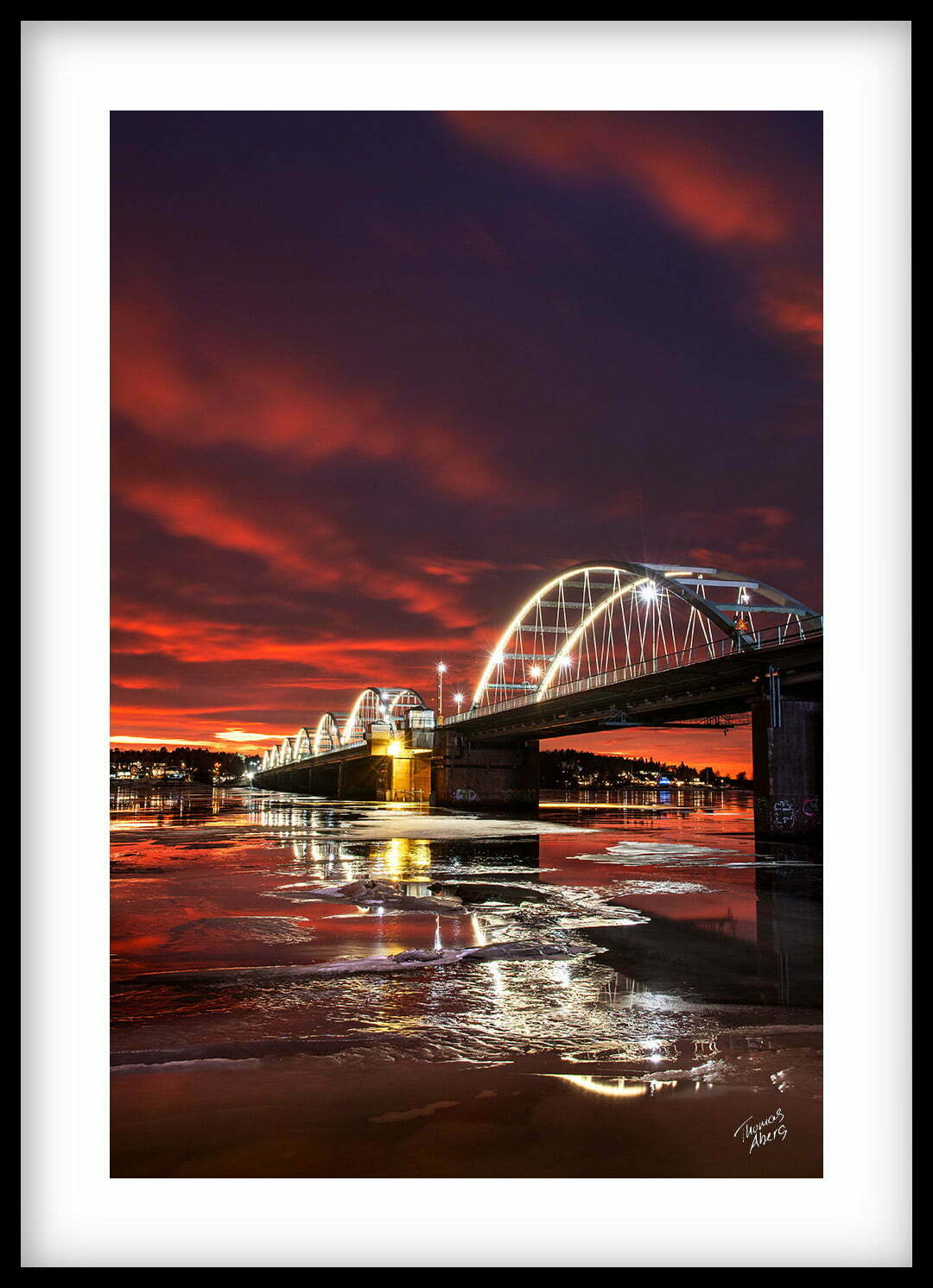 Tavla 00088 Dramatisk himmel över Bergnäsbron i Luleå