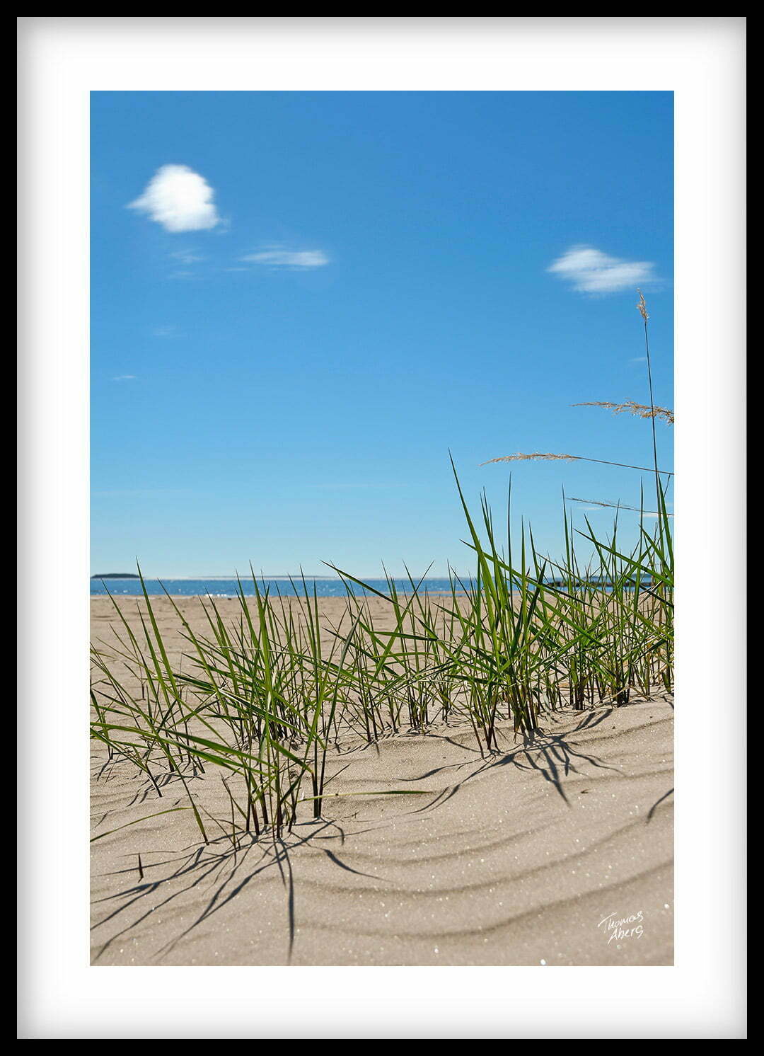 Stående tavla 00139 Pite havsbad vit sand strandråg blå himmel vatten