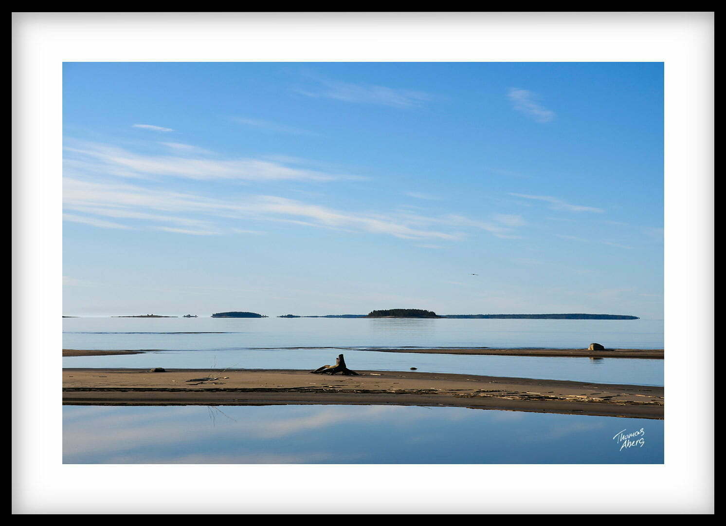 Liggande tavla 00142 Pite havsbad blå stilla soluppgång vid havet