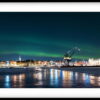 Tavla 00152 Luleå norrsken kran isväg liggande Tavla 00152 Luleå norrsken kran isväg liggande